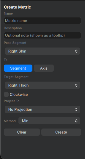 The Metric Maker screen