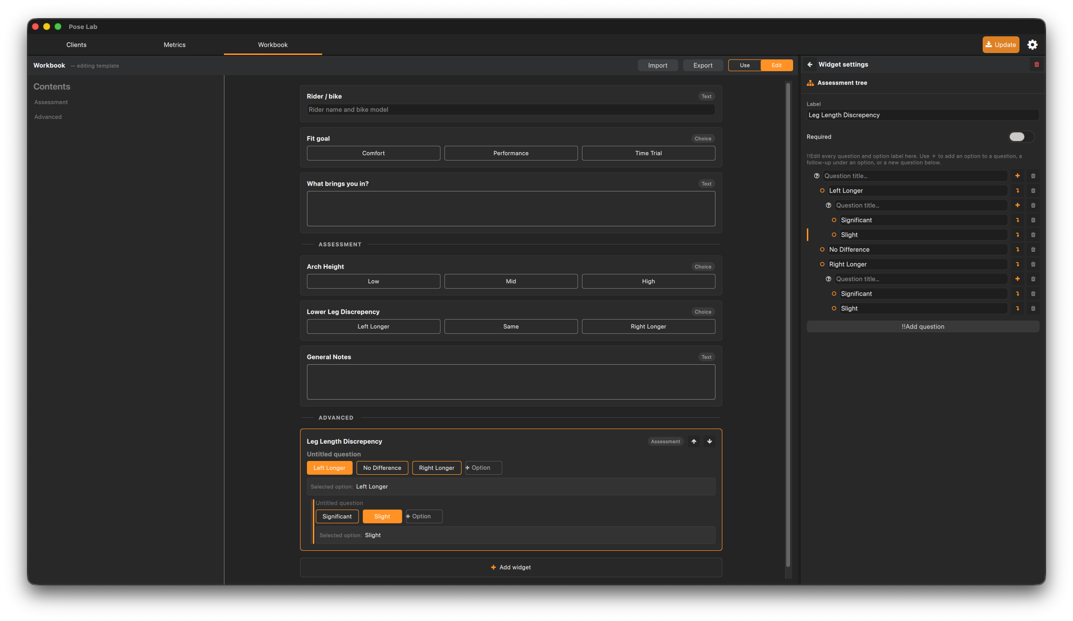Metrics Screen